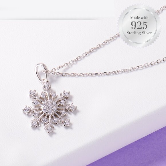 925 Sterling Silver Snowflake Necklace - Charmed Aroma Winter / Christmas - Picture 3 of 5